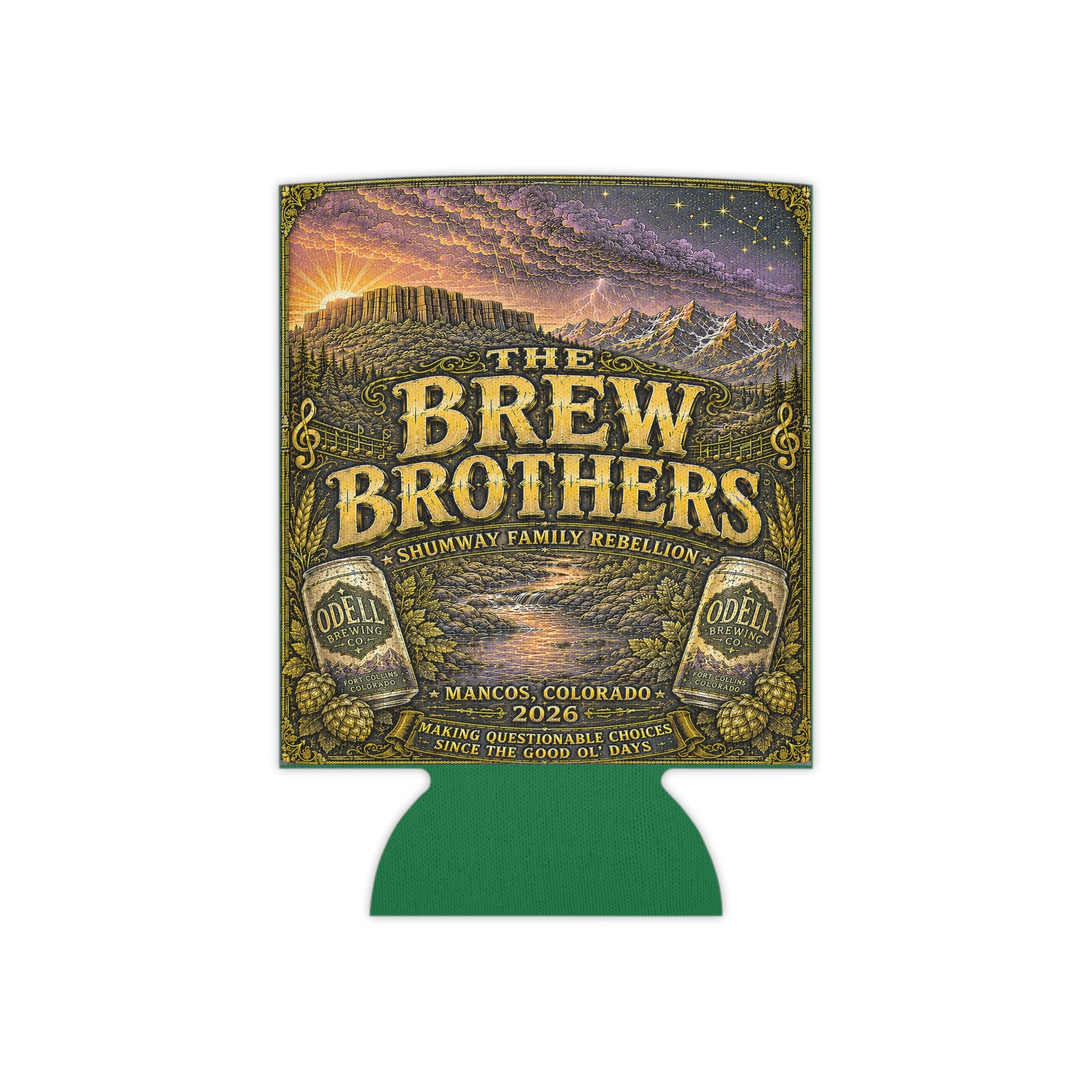 The Brew Brothers Shumway Family Rebellion Poster Can Cooler | Concert Landscape, Guitars
