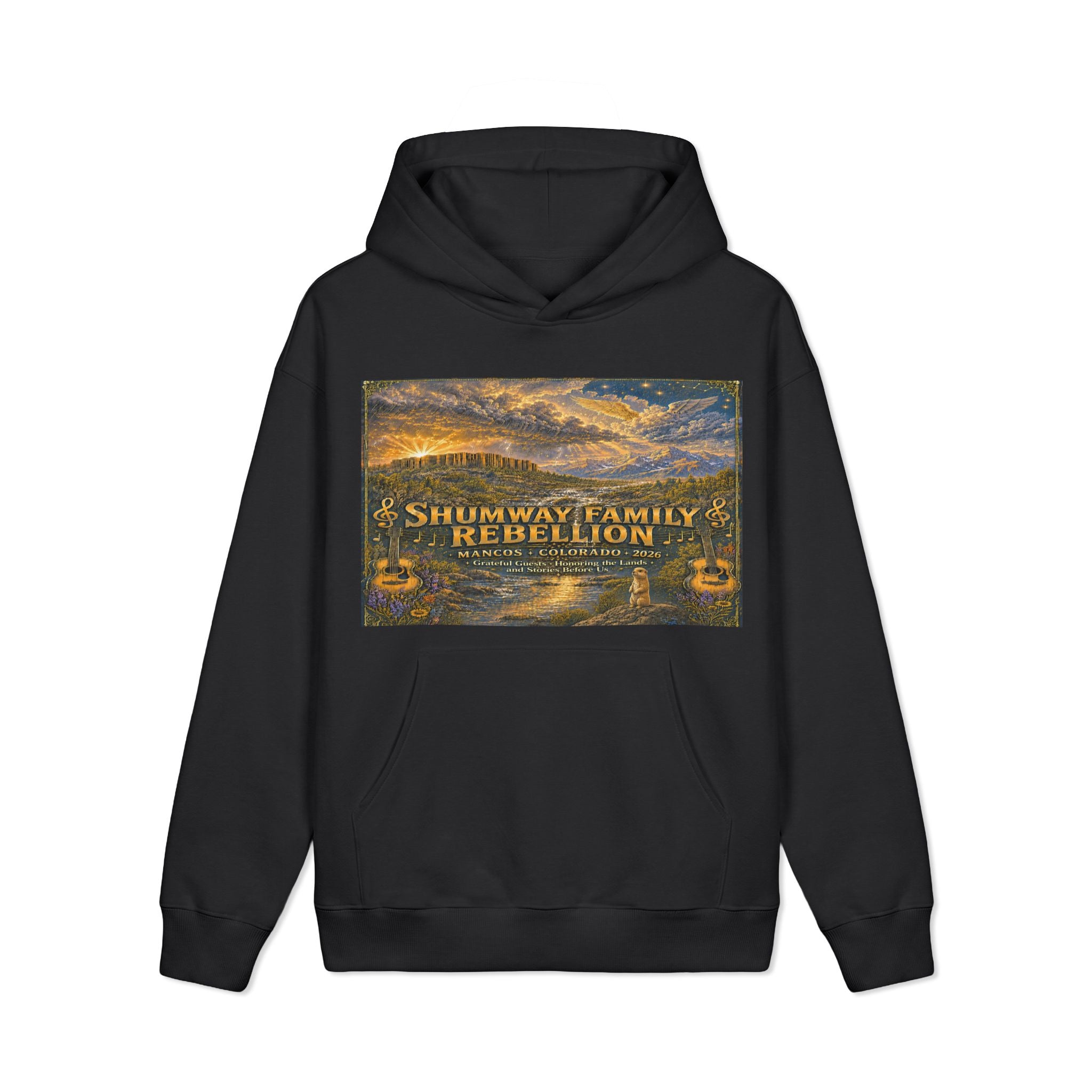 Shumway Family Rebellion Hoodie | Vintage Landscape Illustration