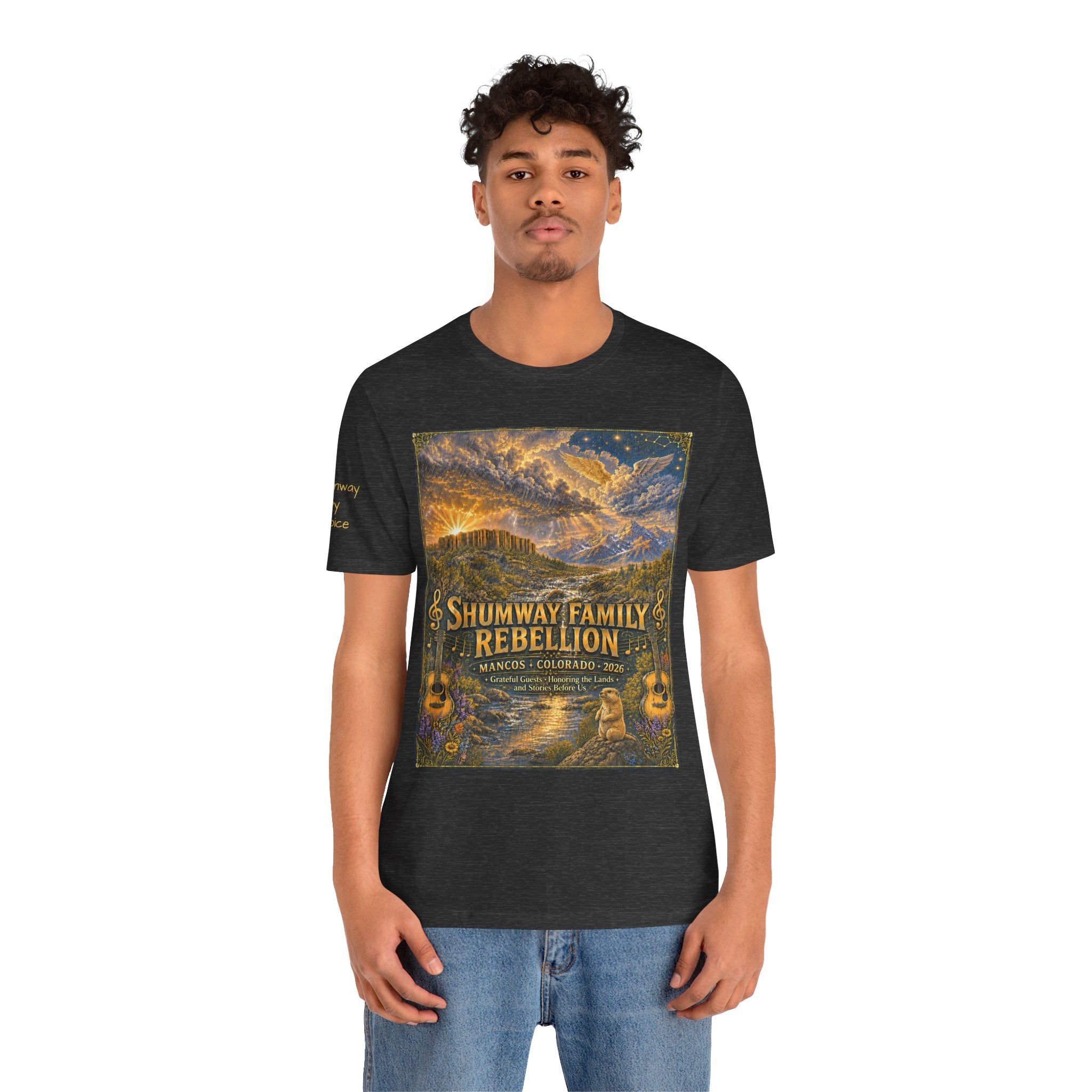 Shumway by Choice Family Rebellion tour tee | Concert Poster T-shirt, Acoustic Folk Design