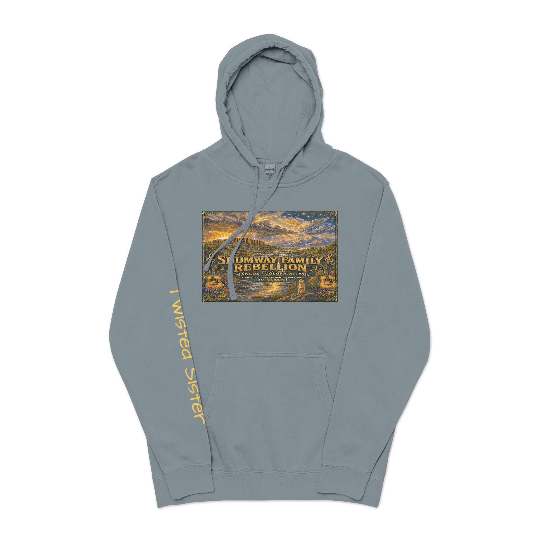 Twisted Sister - Shumway Mountain Lake Sunset hoodie | Vintage Landscape, Script Sleeve