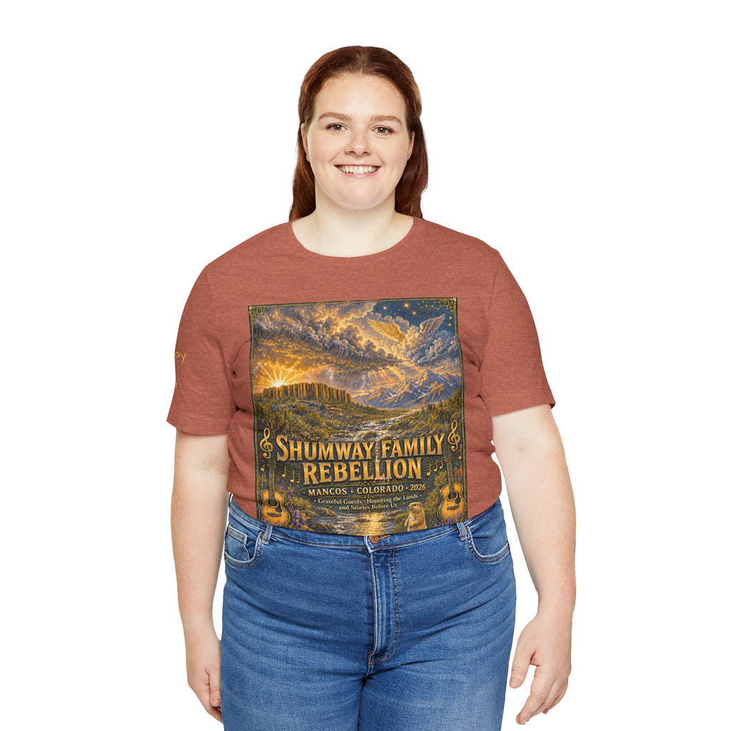 Shumway by Choice Family Rebellion tour tee | Concert Poster T-shirt, Acoustic Folk Design