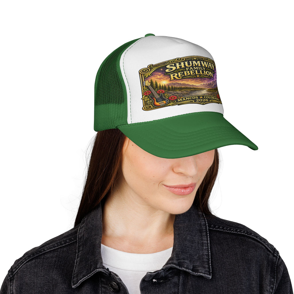 Shumway Family Rebellion concert poster Trucker Hat | Pagosa Springs Colorado music design