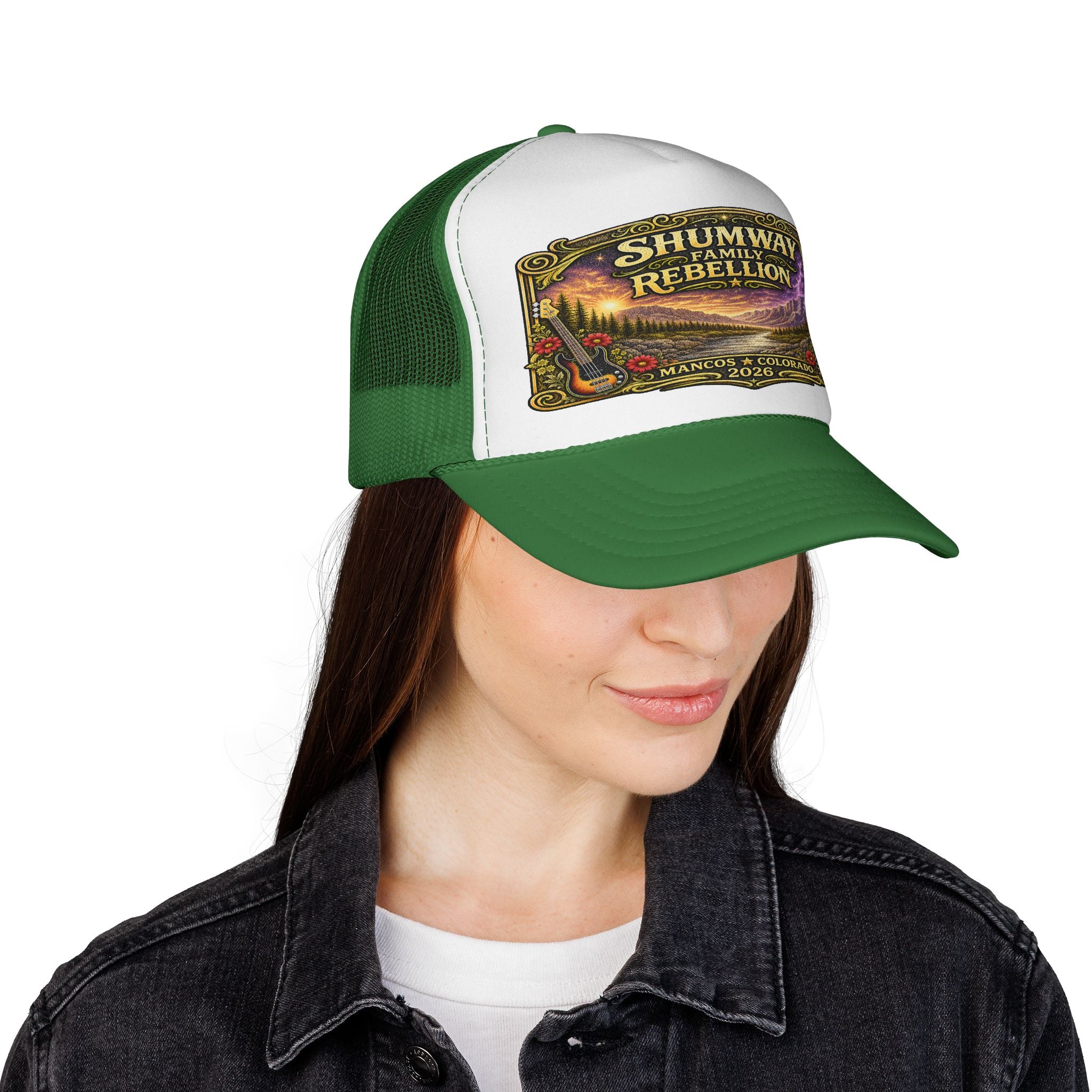 Shumway Family Rebellion concert poster Trucker Hat | Pagosa Springs Colorado music design