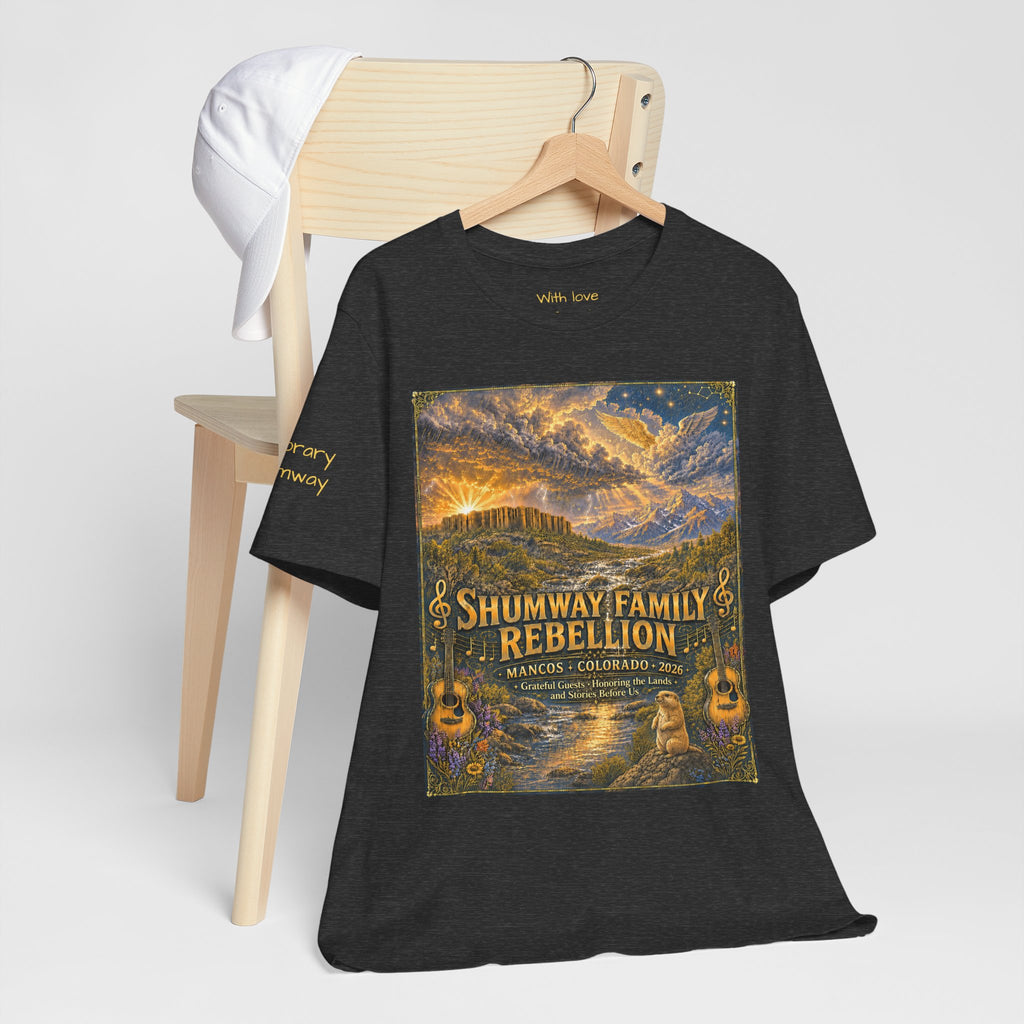 Honorary Shumway Family Rebellion tour tee | Concert Poster T-shirt, Acoustic Folk Design