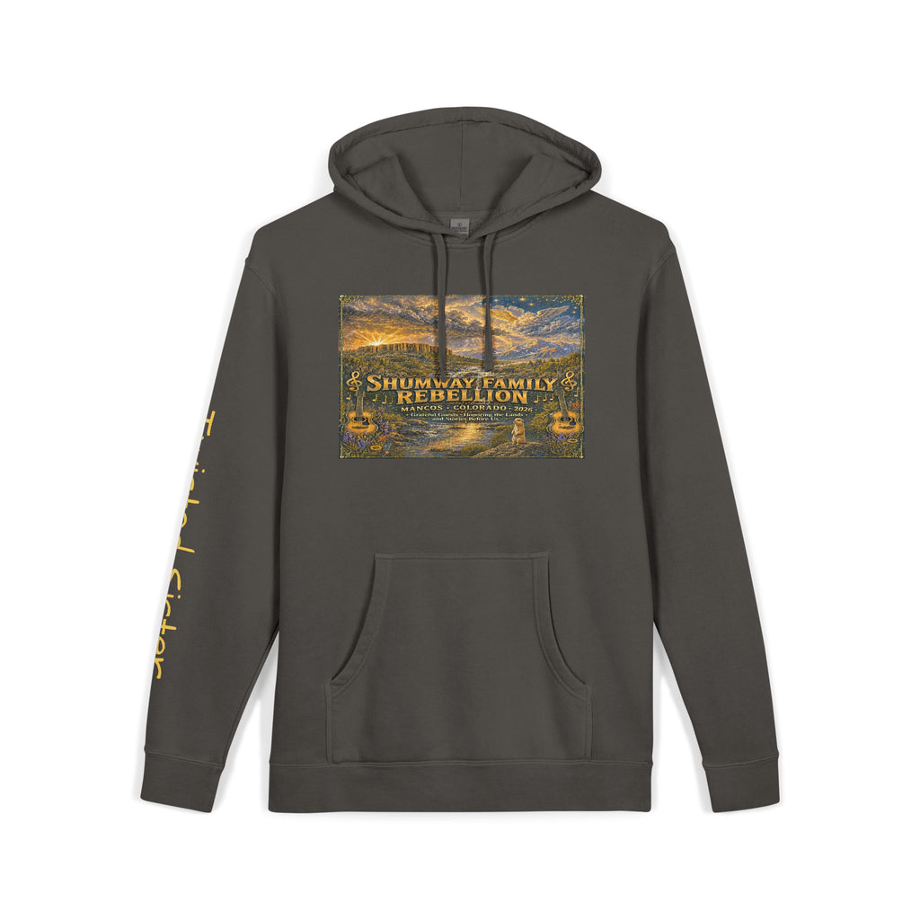 Twisted Sister - Shumway Mountain Lake Sunset hoodie | Vintage Landscape, Script Sleeve