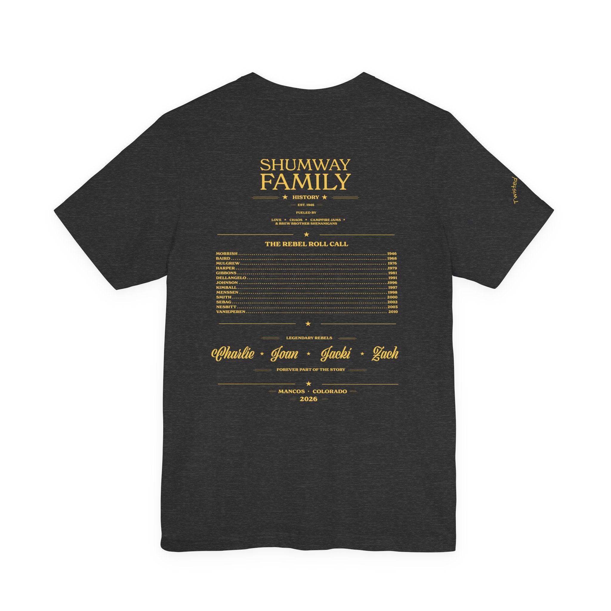 Twisted Sister - Shumway Family Rebellion tour tee | Concert Poster T-shirt, Acoustic Folk Design
