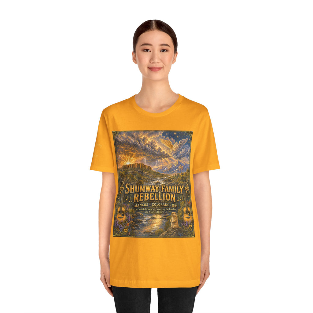 Shumway by Choice Family Rebellion tour tee | Concert Poster T-shirt, Acoustic Folk Design