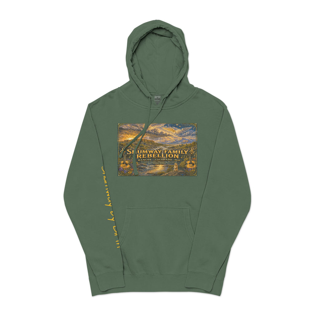 Shumway by Birth Mountain Lake Sunset hoodie | Vintage Landscape, Script Sleeve