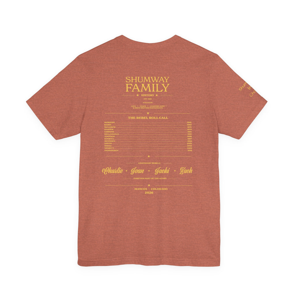 Shumway by Choice Family Rebellion tour tee | Concert Poster T-shirt, Acoustic Folk Design