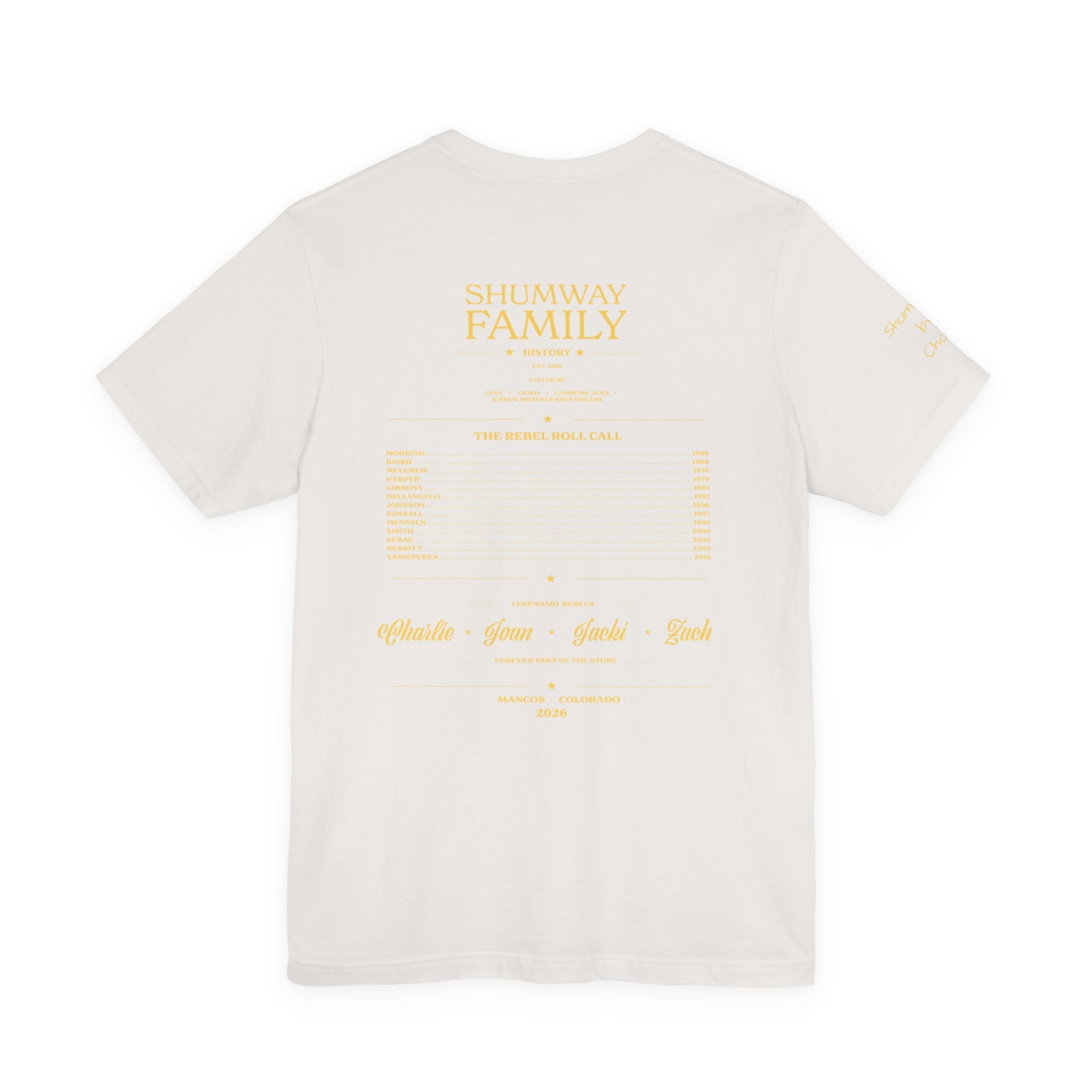 Shumway by Choice Family Rebellion tour tee | Concert Poster T-shirt, Acoustic Folk Design