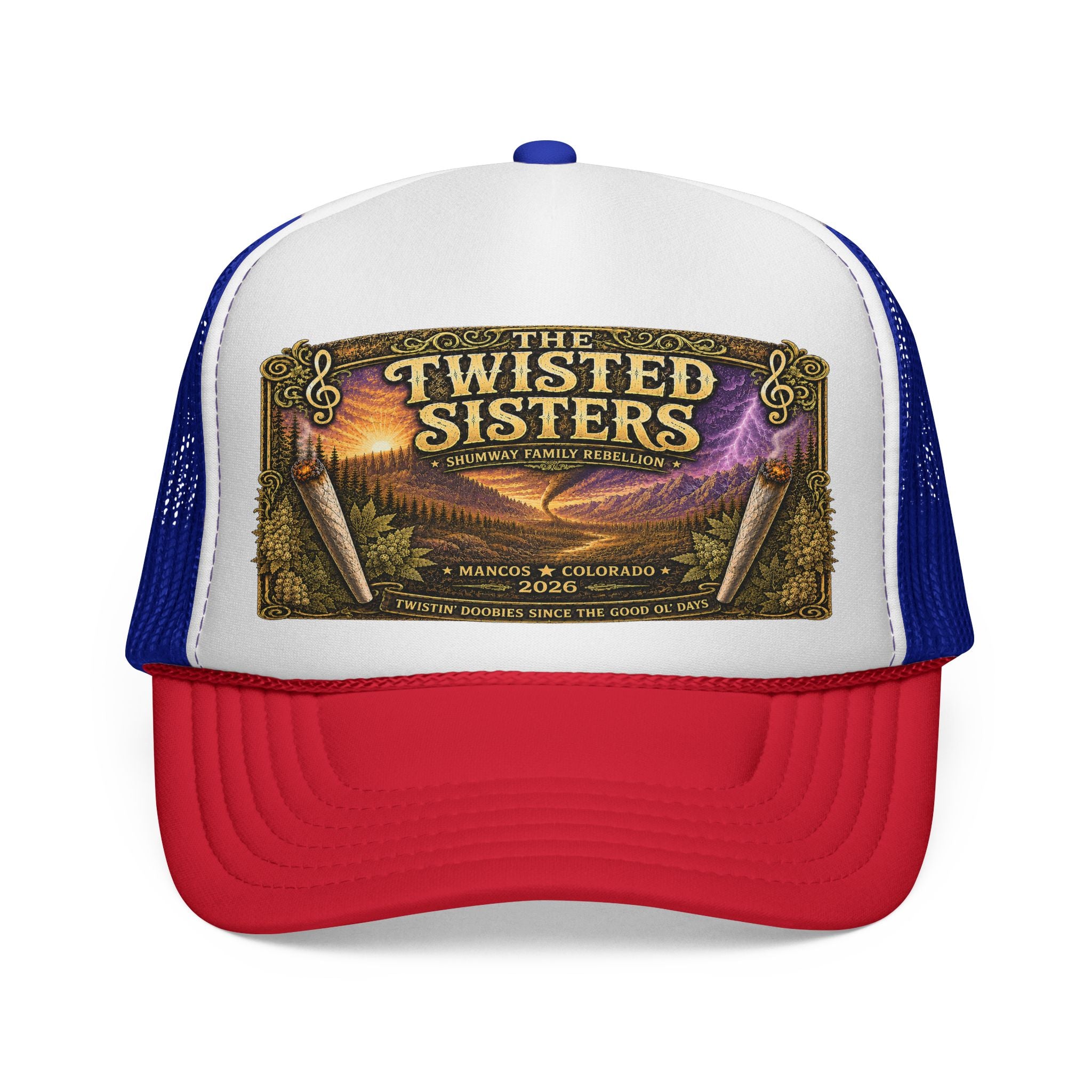 Twister Sister Shumway Family Rebellion concert poster Trucker Hat | Pagosa Springs Colorado music design