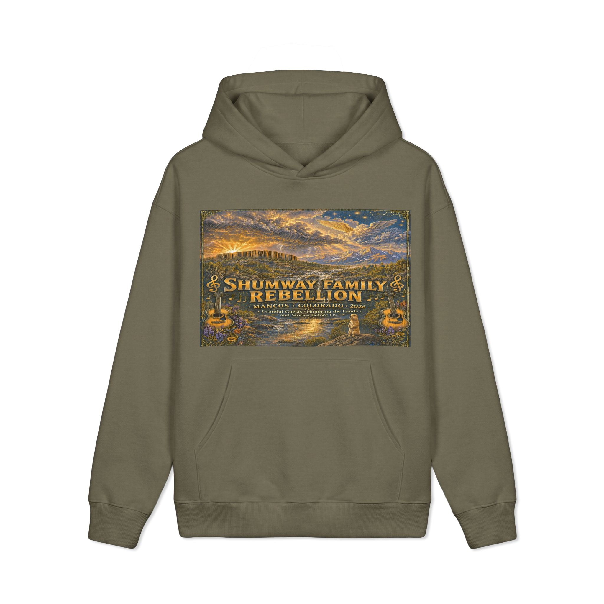 Shumway Family Rebellion Hoodie | Vintage Landscape Illustration