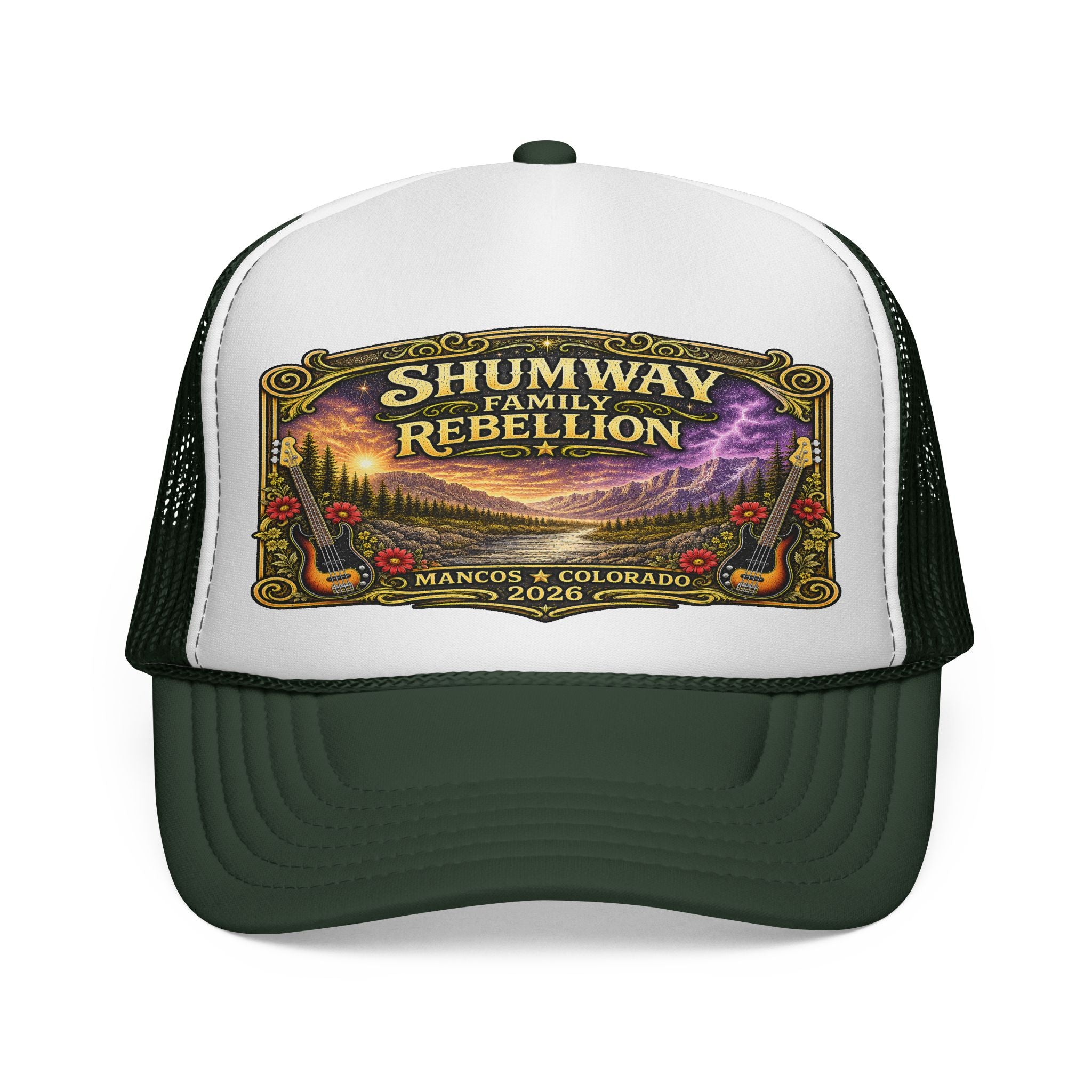Shumway Family Rebellion concert poster Trucker Hat | Pagosa Springs Colorado music design