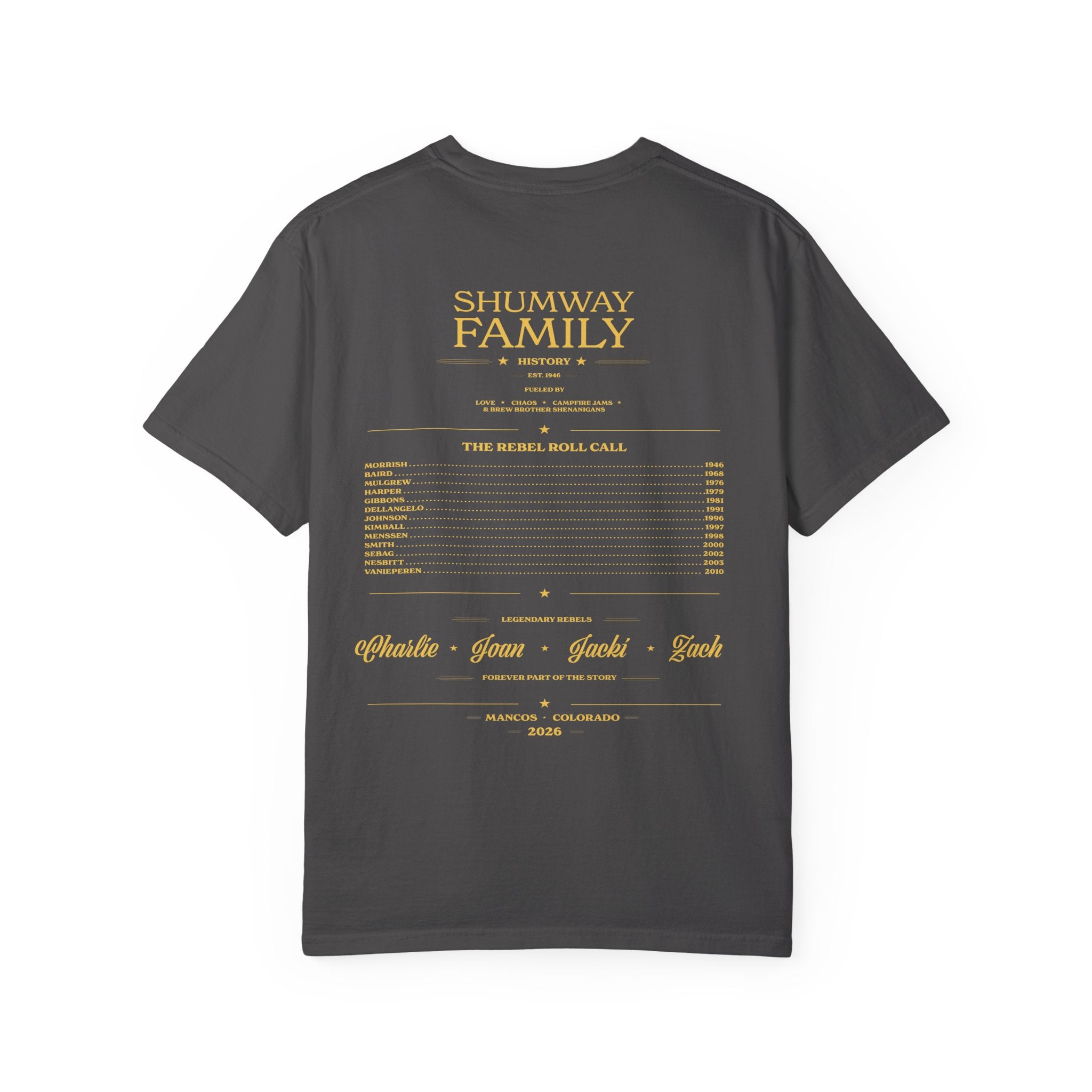 Shumway Family Rebellion T-shirt | Americana Sunset Landscape, Guitar Motif