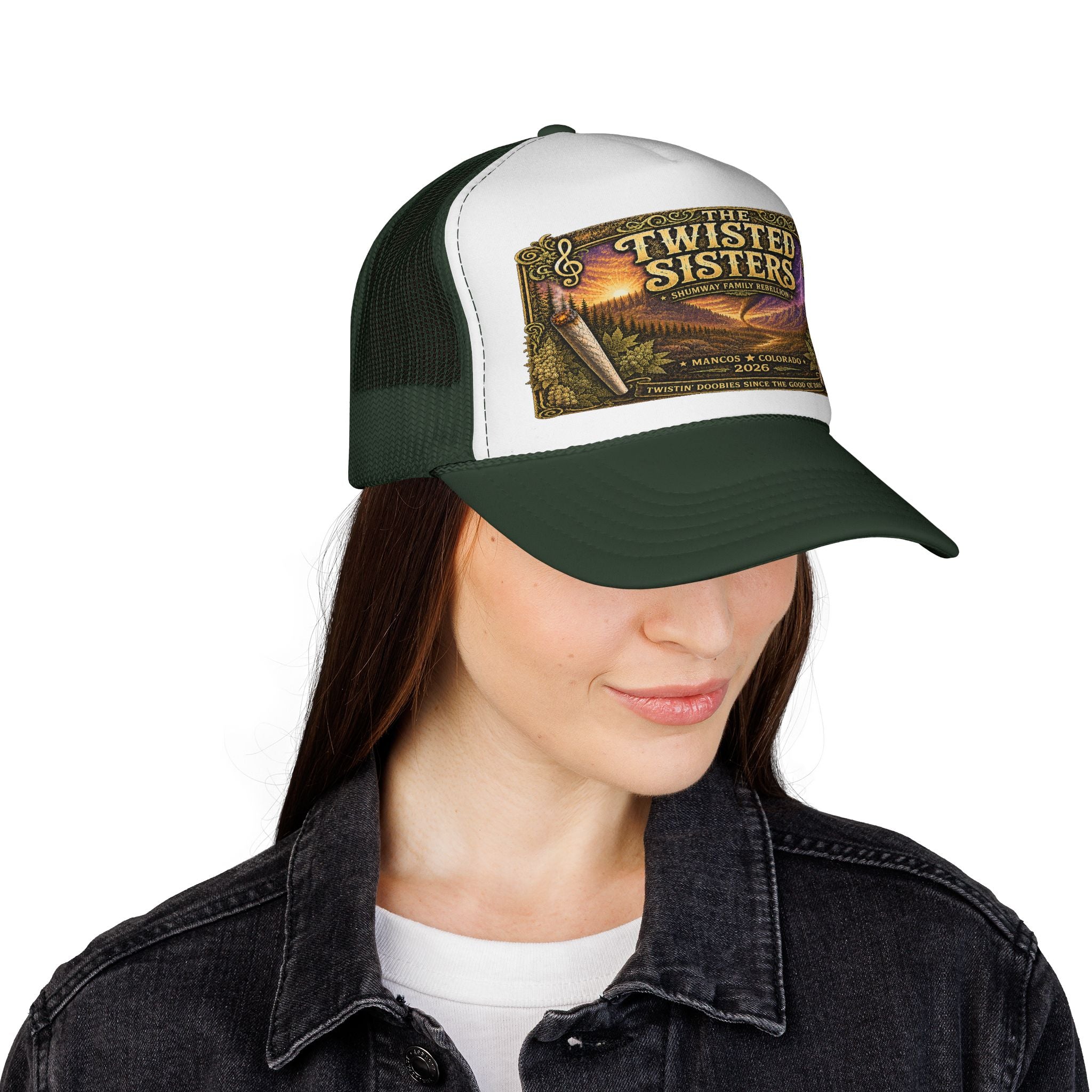 Twister Sister Shumway Family Rebellion concert poster Trucker Hat | Pagosa Springs Colorado music design