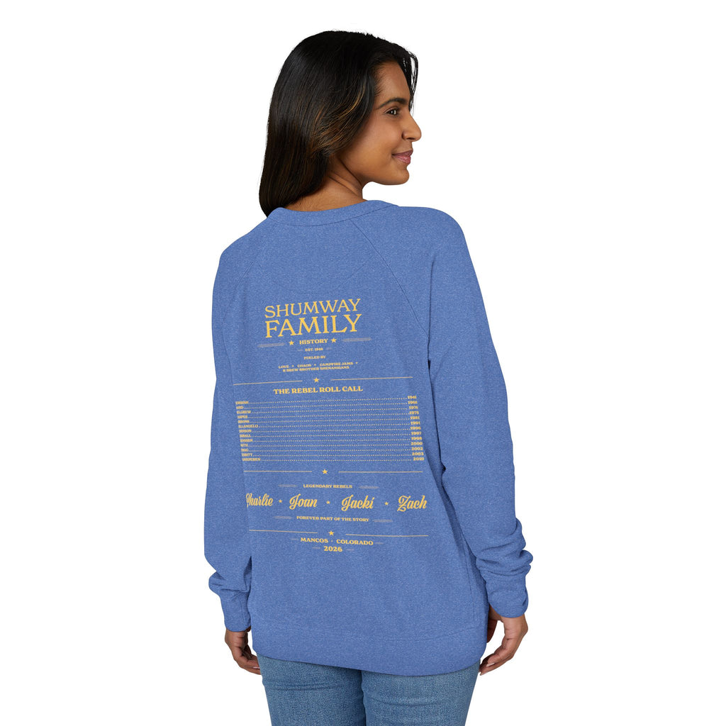 Shumway Family Rebellion Crewneck Sweater | Mountain Lake Concert Poster Design