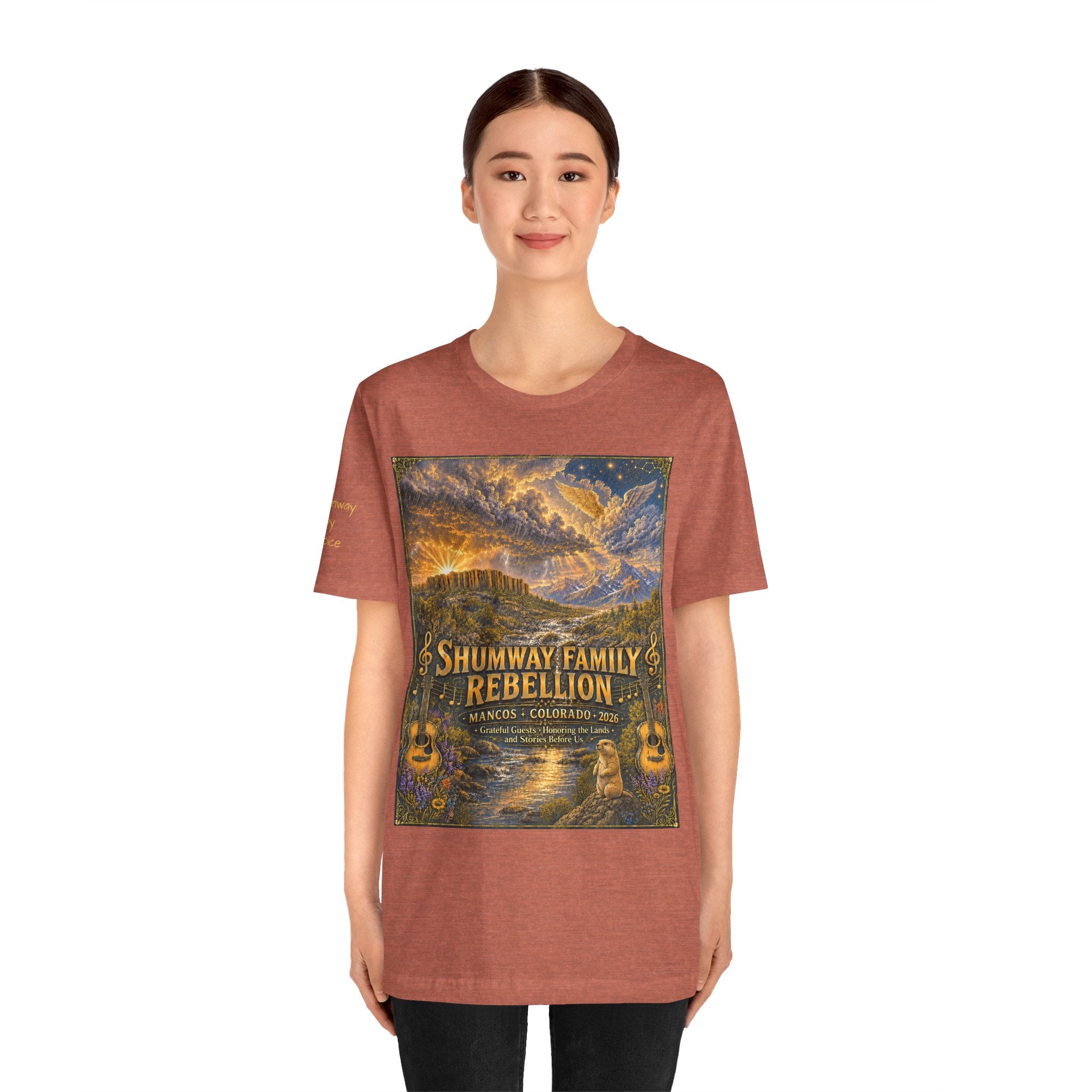 Shumway by Choice Family Rebellion tour tee | Concert Poster T-shirt, Acoustic Folk Design