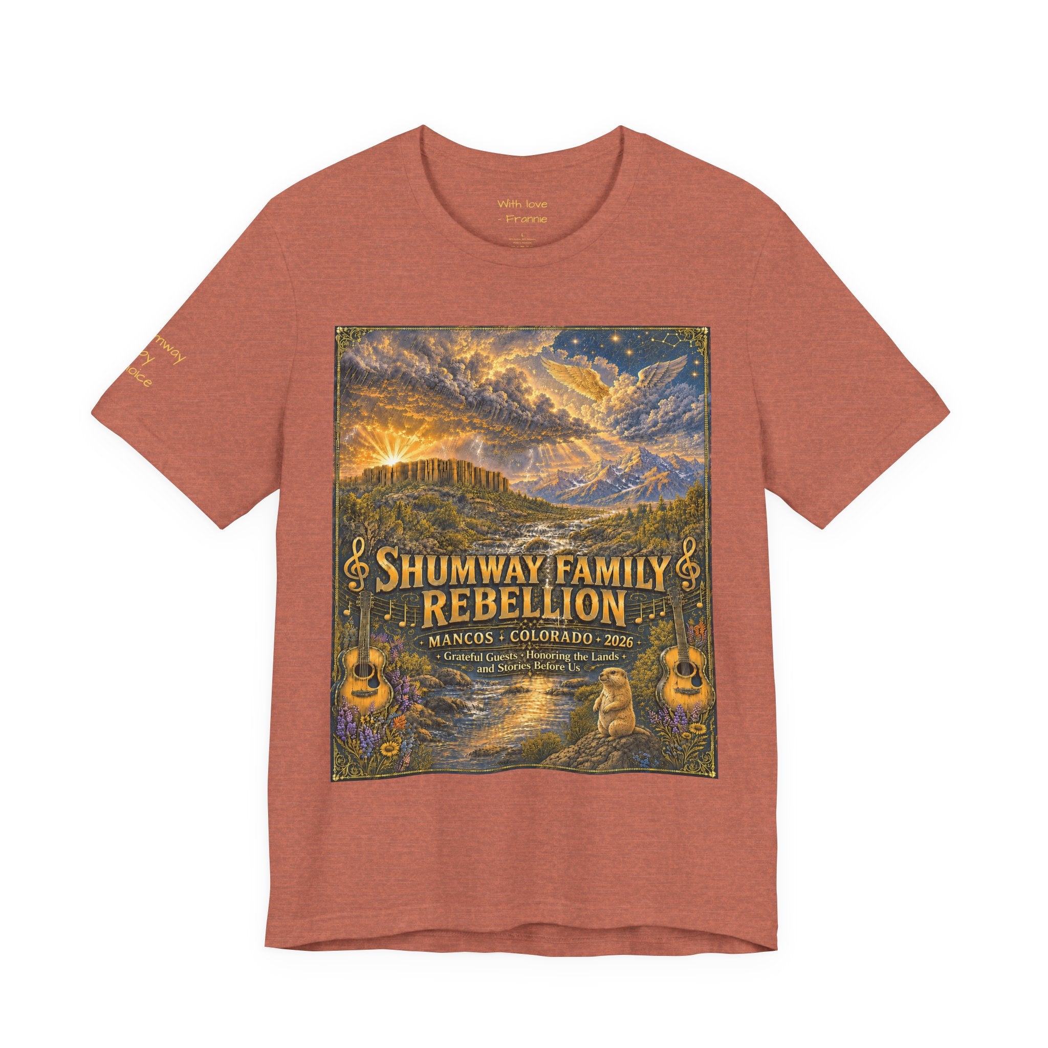 Shumway by Choice Family Rebellion tour tee | Concert Poster T-shirt, Acoustic Folk Design