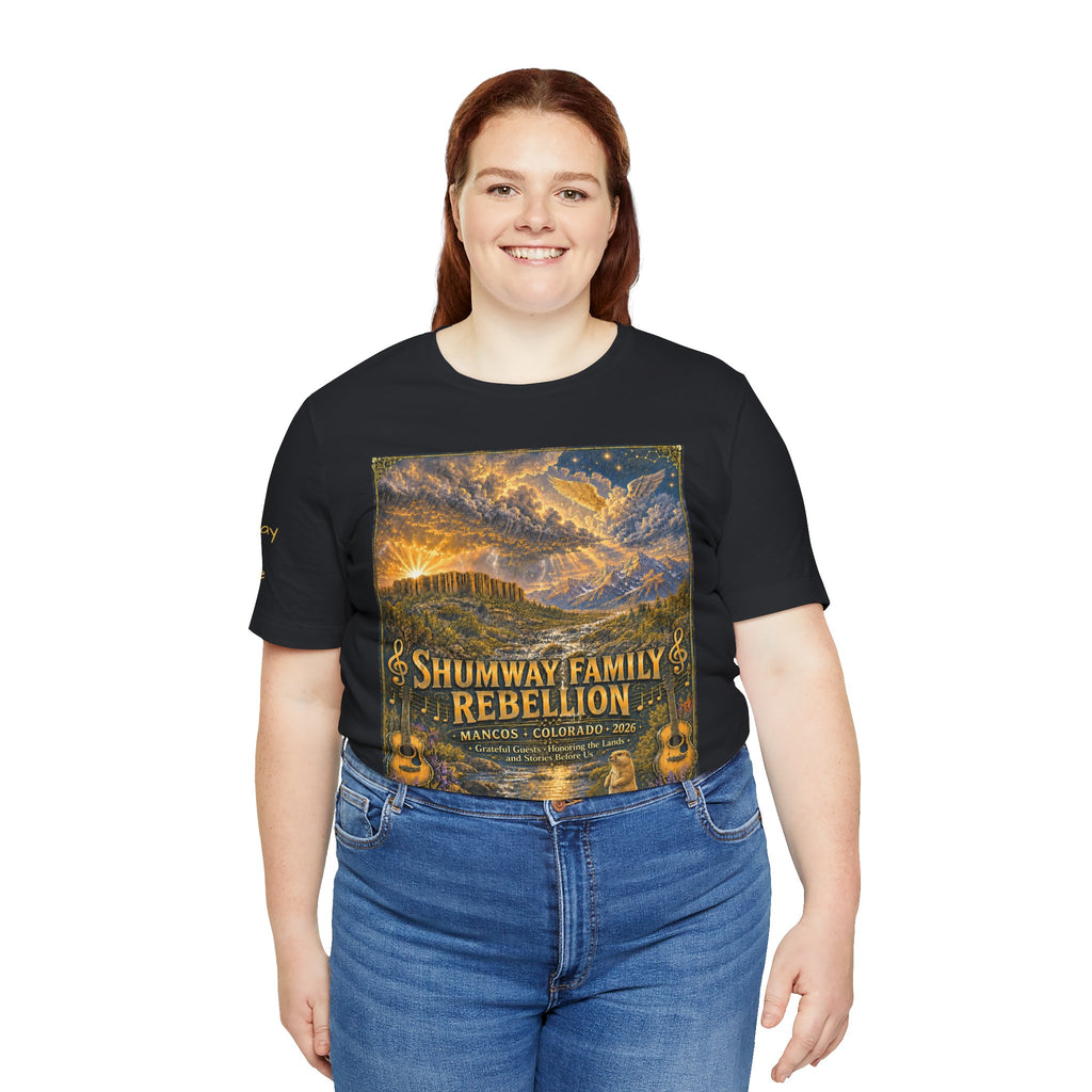 Shumway by Choice Family Rebellion tour tee | Concert Poster T-shirt, Acoustic Folk Design