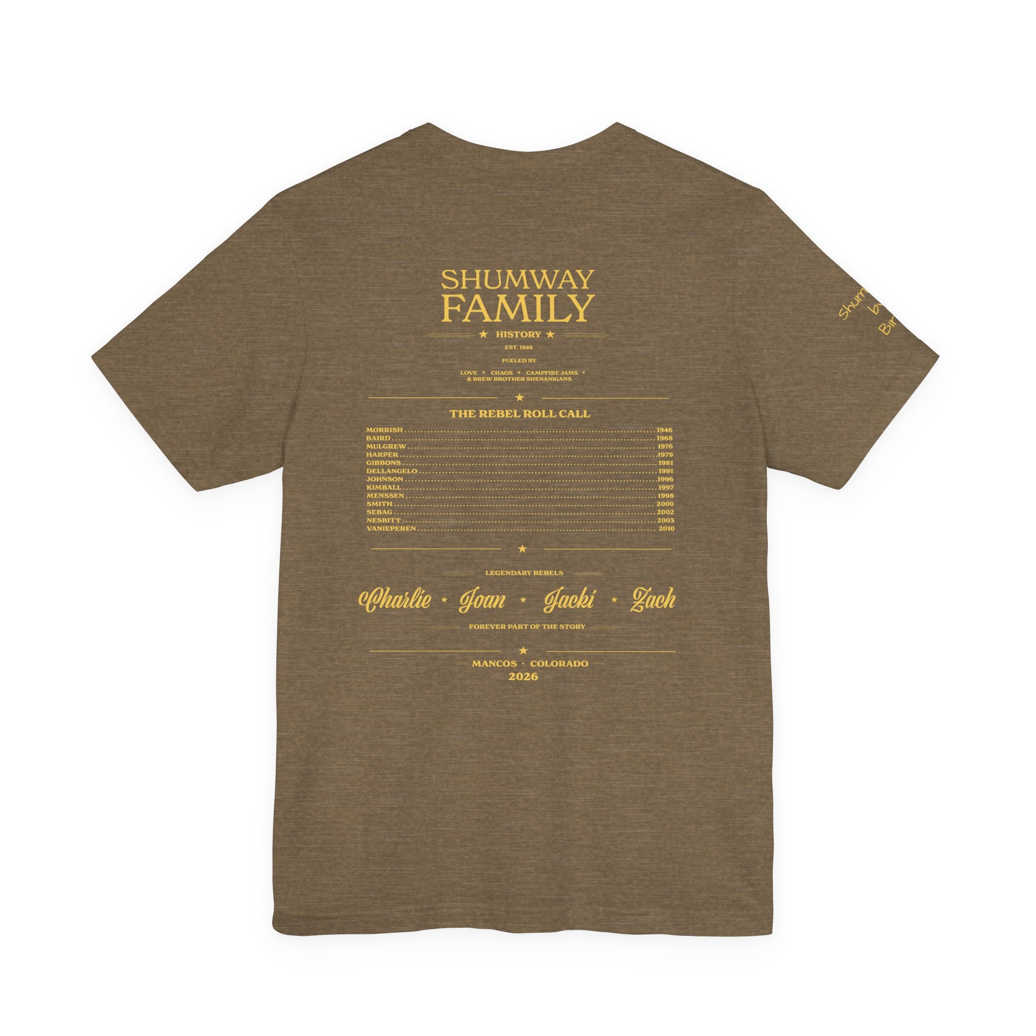 Shumway by Birth Family Rebellion tour tee | Concert Poster T-shirt, Acoustic Folk Design