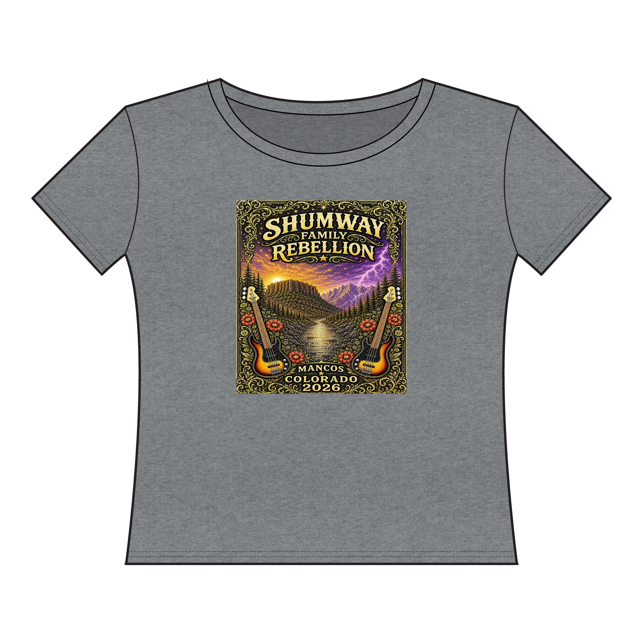 Shumway Family Rebellion Poster Tee | Mountains, Guitars, Colorado