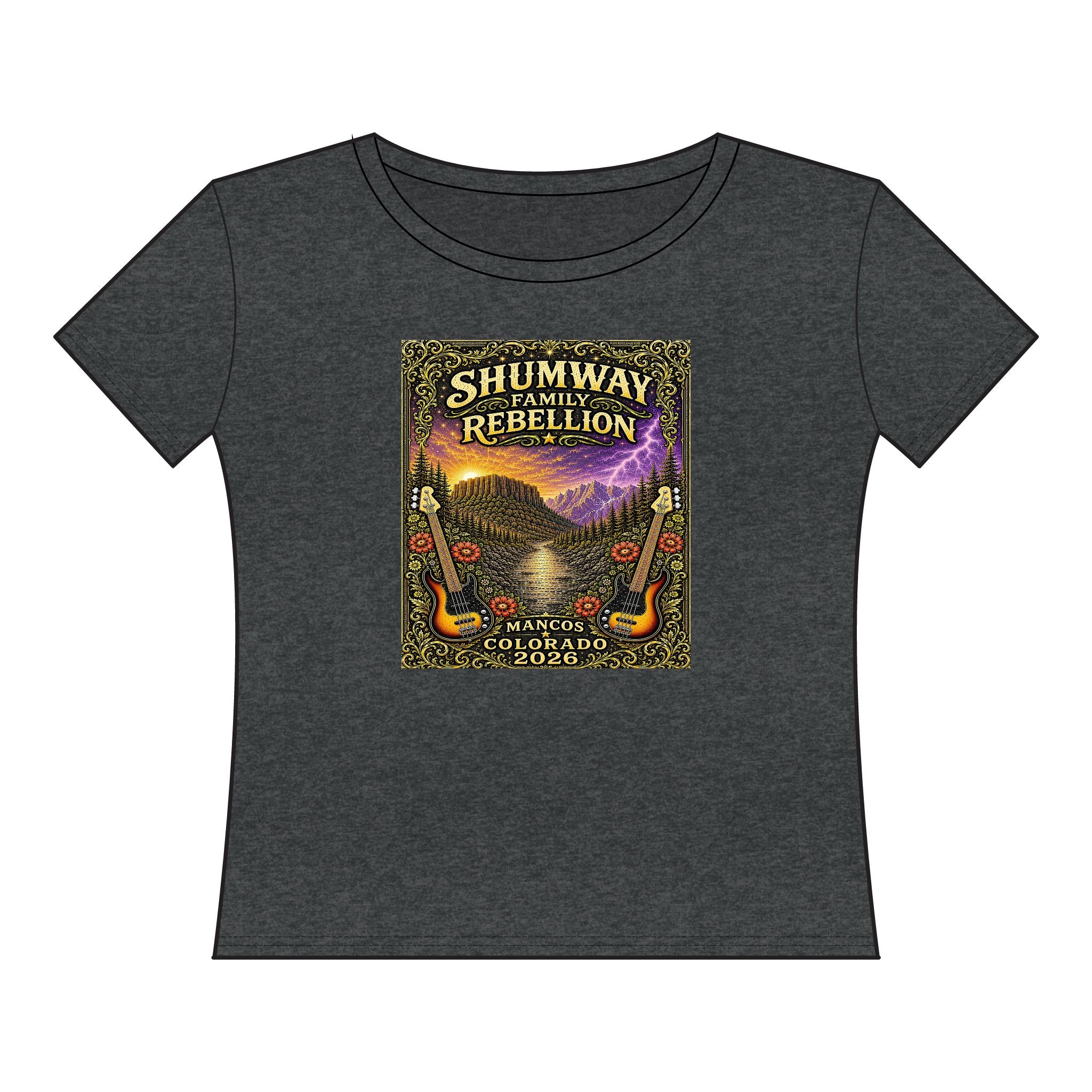 Shumway Family Rebellion Poster Tee | Mountains, Guitars, Colorado