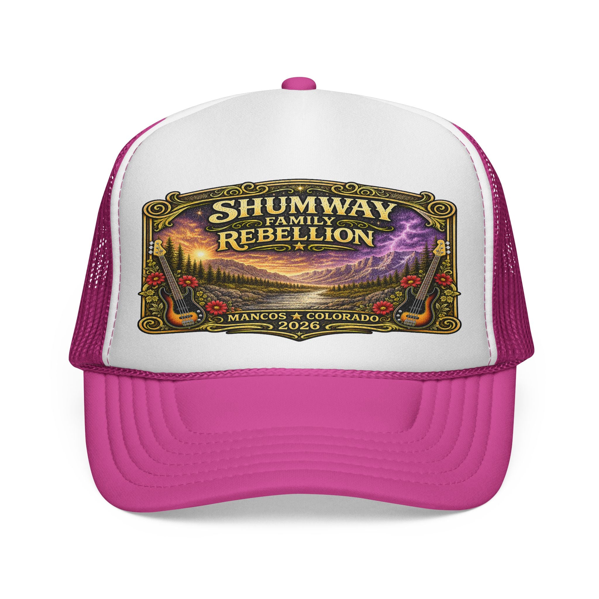 Shumway Family Rebellion concert poster Trucker Hat | Pagosa Springs Colorado music design