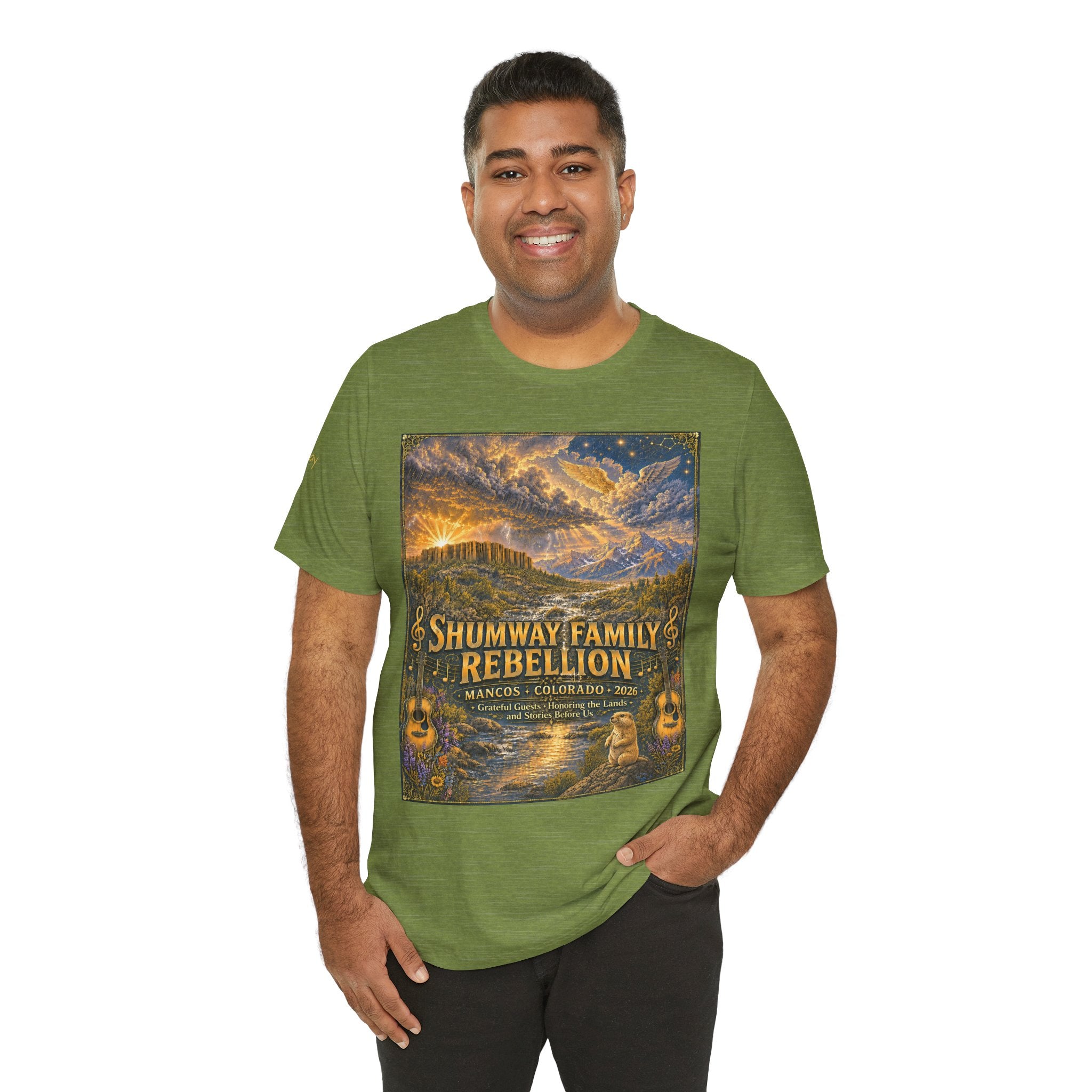 Shumway by Birth Family Rebellion tour tee | Concert Poster T-shirt, Acoustic Folk Design