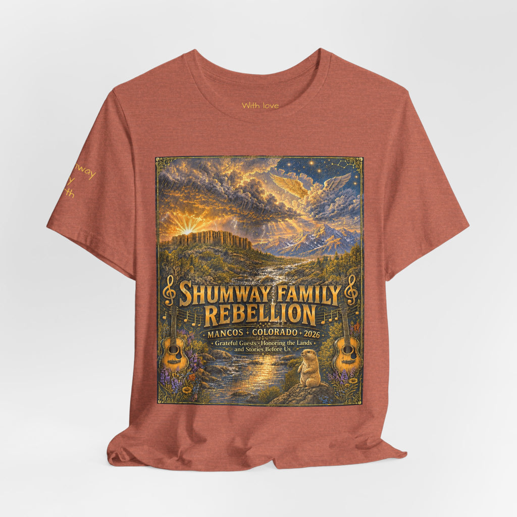 Shumway by Birth Family Rebellion tour tee | Concert Poster T-shirt, Acoustic Folk Design
