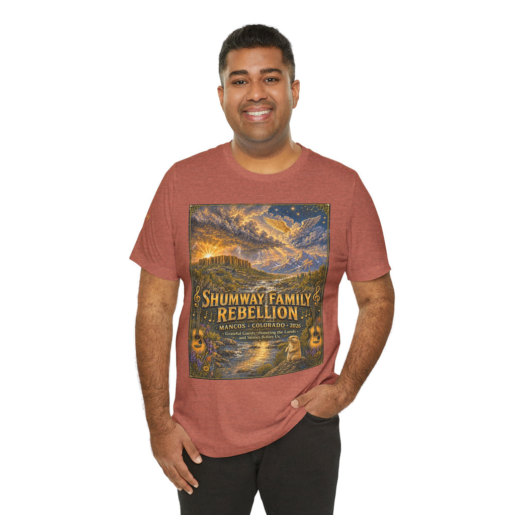 Shumway by Birth Family Rebellion tour tee | Concert Poster T-shirt, Acoustic Folk Design