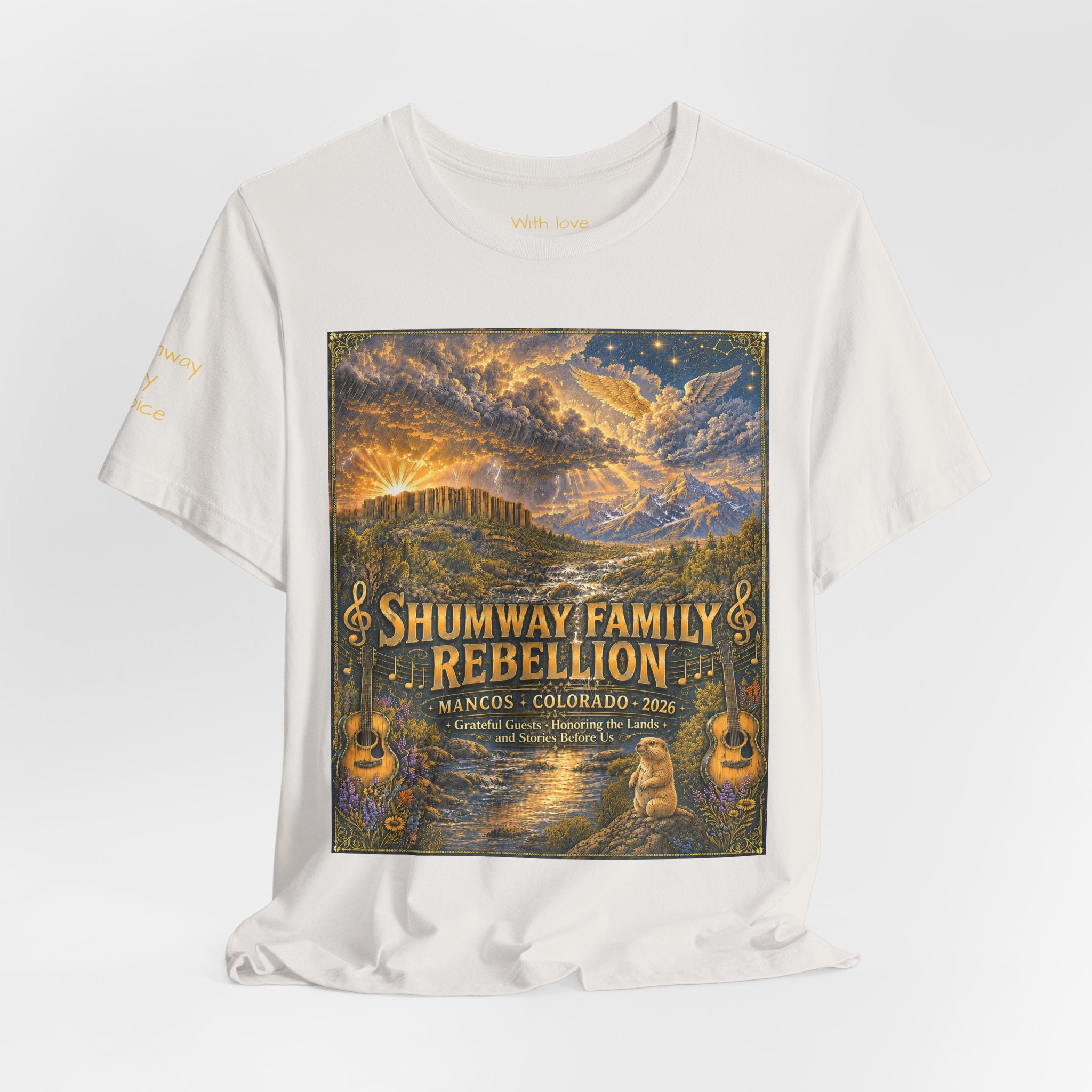 Shumway by Choice Family Rebellion tour tee | Concert Poster T-shirt, Acoustic Folk Design